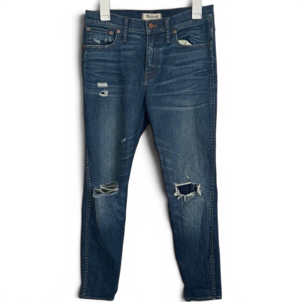 Madewell Jeans Womens 29 Blue 9 Inch High Riser Skinny Skinny Distressed F9945